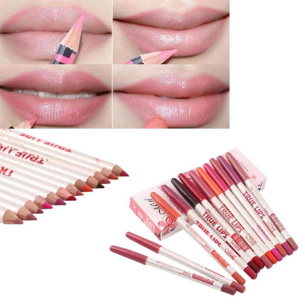 High Quality Hot 2015 Waterproof Professional Lip Liner Pencil Long Lasting 12 Colors Lipliner pen makeup New