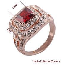 New Plated Rose Gold Austrian Crystal Ruby Rings Fashion For Women Men Best Gift for Anniversary