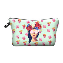 Zohra 2016 New 3D Printing Makeup Bags With Multicolor Pattern Cute Cosmetics Pouchs For Travel Ladies Pouch Women Cosmetic Bag