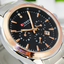 2014 1 unid moda DIAL impermeable relojes de cuarzo horas fecha mano de plata negro hombres de acero relojes de pulsera MS85-BKG