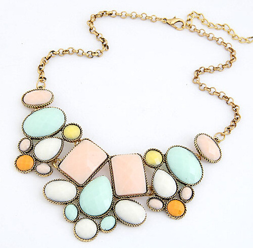 2015 New Arrival Fashion Jewelry Trendy Women Necklaces Pendants Link Chain Statement Necklace Resin Pendant For