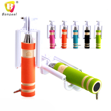2015 Top Hot Super Mini Wired Selfie Stick Handheld Monopod Fold Selfie Stick Holder For iPhone for Samsung Smartphone