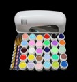 Pro 9W White UV Lamp Cure Dryer 30 Color Pure UV GEL Brush Nail Art Set