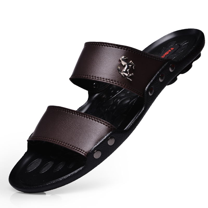 Casual famous brand new 2015 men sandals shoes slippers summer flip flops Beach Men Shoes Leather