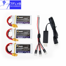 Lipo battery 7.4v 1500mah 30C max 35C Xpower 3pcs and USB charger with cable XT60 / T plug for RC Quadcopter drone part