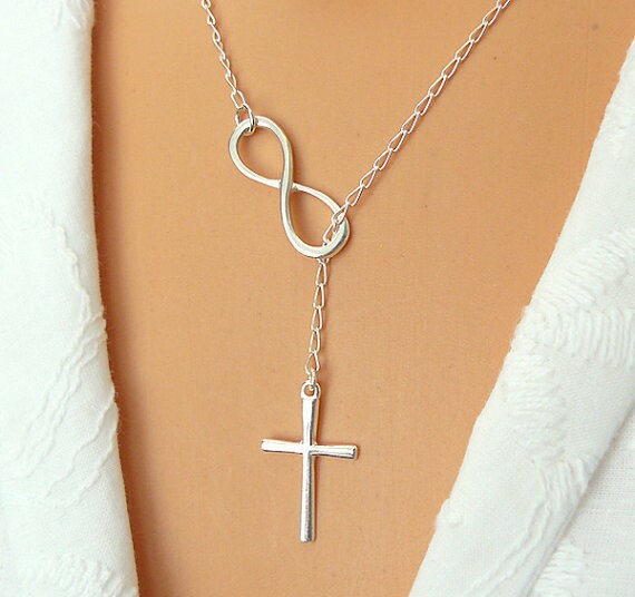 2015 hot sale fashion trade jewelry figures 8 extreme simplicity luck cross pendant necklace for women