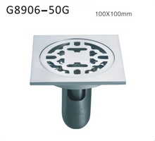 Free shipping Bathroom accessories deodorant Brass square Chrome plated floor drain 100mm*100mm G8906-50G