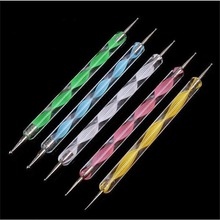 Hot Sale 1PCS 2Way Marbleizing Dotting Tool Manicure Painting DIY Nail Pen Brush Care Wholesale