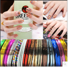 Mixed Colorful Beauty Rolls Striping Decals Foil Tips Tape Line DIY Design Nail Art Stickers for