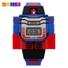 2016 Fashion LED Digit Kids Children Watch Sports Cartoon Watches Cute Relogio Relojes Robot Transformation Toys Boys Wristwatch