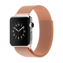 Oro rosa milanés Loop band y del acoplamiento pulsera correa de acero inoxidable para apple reloj 42 mm 38 mm correa de piel