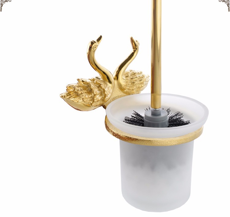 Description Picture 3 of itemGold Toilet Brush Holder, Solid Brass Swan Wall Mounted Toilet Bowl Brush and Holder for Bathroom Cleaning-Space Saving MB-0961A