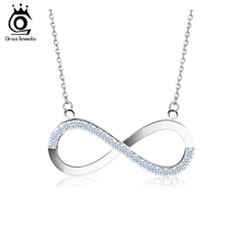 2016 AAA Sensible Austrian CZ Infinity Pendant Silver Plated Necklace for Ladies/Lover Style Jewellery Present ON112