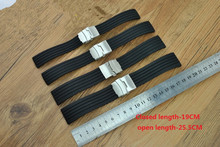 Watchband Black Soft comfortable Silicone Waterproof Diving Watchband Strap Deployment Clasp Free Shipping