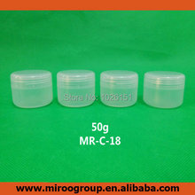 Fedex Free Shipping 51pcs 50ml 50g Plastic cream jar, cosmetic packaging 50g empty bottle plastic Jar with inner lids screw cap