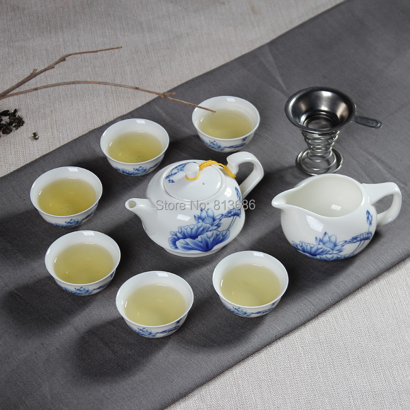 Promotion Ceramic Kung Fu Tea Set With Teapot Gaiwan Set Handpainted Drinkware
