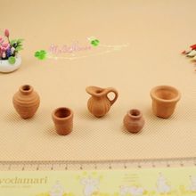 1:12 Fine Art Ceramics Valentines Vase Porcelain Peaceful Gift Set Mini Dolls House Accessories Red Pottery Five In One