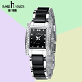 Fashion Quartz Women Watch Square Diamond Bracelet Imitation Ceramics Watches Ladies Waterproof Student Wristwatch With Gift