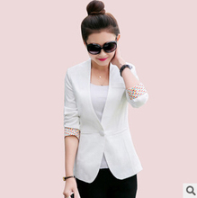 Autumn Women Blazer 2015 Casual Female Outwear Jacket Plus Size Print Candy Color Coat Long Sleeve