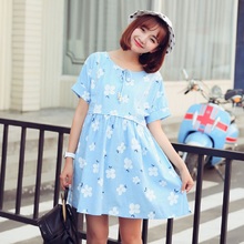 2016 new summer maternity dresses cotton print short sleeve dresses pregnant women’s plus size dresses 16068
