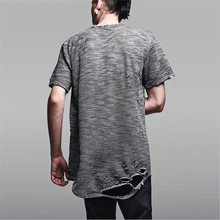 Fashion Designer Brand ripped Distressed Man Tee street T Shirts Slim Fit swag streetwear pyrex hip hop skateboard streetwear
