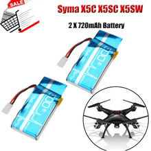 2PCS 3.7V 720mah 25C V931 F949 For Syma X5C Quadcopter Upgrade Battery for X5SC X5SW Gift charger Fochutech Battery