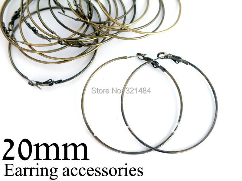 Bulk 500pc lot antique brass bronze 20mm french circle hooks earring backs hoop earring findings for