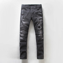 Biker Jeans Special Offer Low 2015 Winter New European And American Brands Balmai Motorcycle Jeans Men Fold Stitching Slim Mens