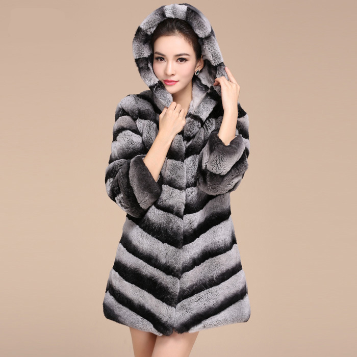 Real Rex rabbit Fur coat with women's slim rex rabbit fur coat winter fur jacket Free shipping