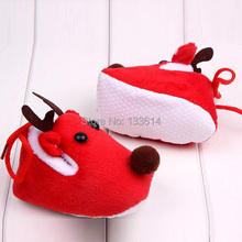 Free ShippingNew Cute Warm Winter Baby Christmas Deer Shoes Sweet Antiskid Toddlers Shoes Baby Girls Infant Prewalker Toddler sh