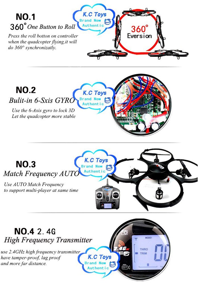5 New Arrival Original UDI U818A HD UFO With 3D Flip 2.4G 4ch 6 Axis Drone RC Quadcopter with Camera RC Helicopter Toys