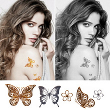 5 Pcs Lot Pro waterproof Petals beautiful case body art flash metallic temporary tattoos gold tattoos