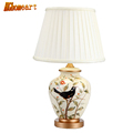 Ceramic table lamp bedroom bedside lamp European style garden wedding fashion warmly decorated lamp dimmable