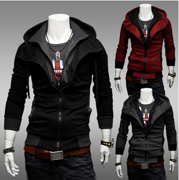 2015 Fashion Brand Men Clothing Double Layer Zipper Up Men Hoodies Jackets Male Sports Casual Men