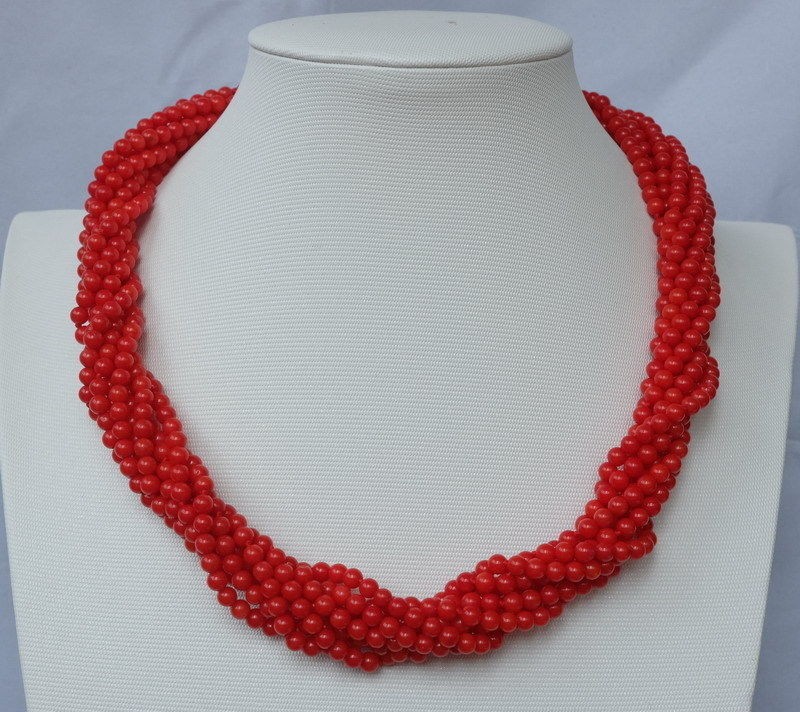 fashion-8strds-Red-Coral-Round-necklace-zircon-clasp(2)