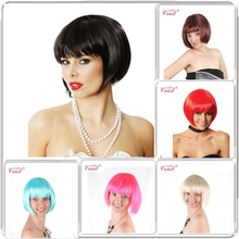 A+ Quality!10 Colors Bob Women Short Wigs Black Ladies Synthetic Wigs Women Short Straight Hair Cosplay Wigs Brown RED H05