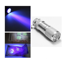 Aluminium Blacklight Ink Marker 9LED 9 LED UV Ultra Violet Mini Portable Flashlight Torch Light Lamp