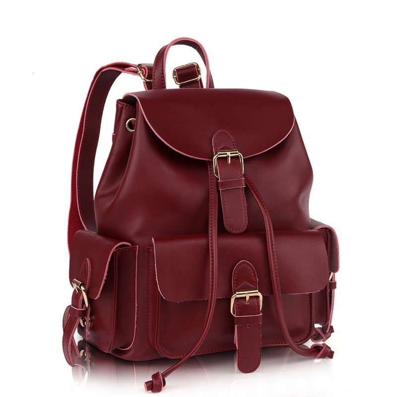 Genuine leather Brand Backpack Preppy Style Leather school Backpacks Large Pocket Size Bag women ...
