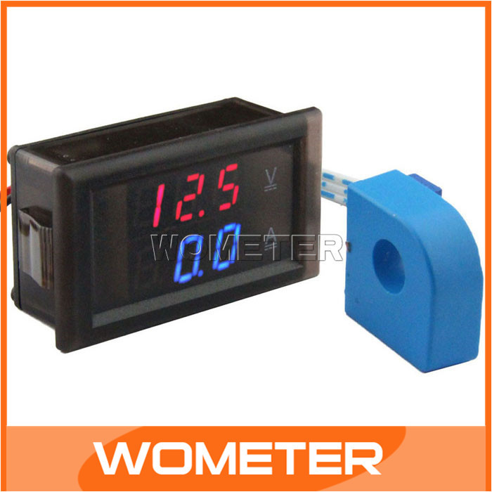 5 pcs DC Voltage Current  Monitor Meter  Voltage Current Measure Meter Red Blue Dual Display Voltmeter Ammeter 2in1 #200963