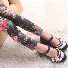New 2014 Stylish Flower Print Kids Stretch Leggings Practical Children s Clothing Lovely Girls Leggings