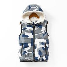 European and American 2014 Autumn Winters Fashion and Velvet Multicolor Hooded Zipper Camouflage Vest Leisure Female