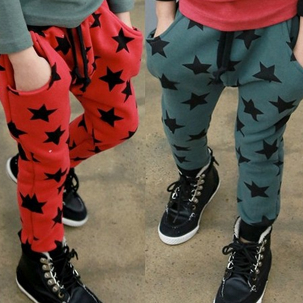 low price Toddler Boys Casual Long Pants Stars Pattern Cotton Bottoms Trousers Free Shipping
