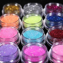 12 Color Metal Glitter Nail Art Tool Kit Acrylic Powder Dust gem Polish Nail Tools M01090