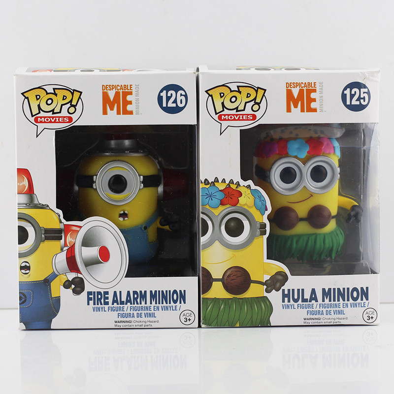 EMS 20pcs POP Despicable me Hula Minion and Fire Alarm Minion PVC Figure Toy With Box Gift For Children Wholesale
