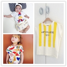 new bobo* choses* 2016 unisex baby kids cotton T shirt girl boy summer top clothing children fashion Clown Man design t-shirts