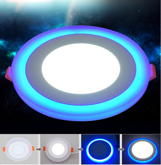 Description Picture 4 of item6W 9W 16W 24W led Ceiling Recessed panel Light Painel lamp home decoration round square Led Panel Downlight Blue+White 2 colors