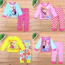 2015 Brand Character Elsa Pajamas Set Baby Girls Cute Cotton Sleepwear Pajamas Set Children Kids Pijama Infantil kids Clothing
