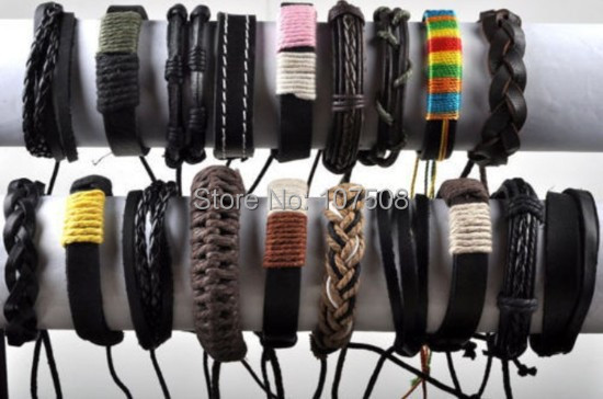 12X Wholesale Jewelry Lots Mixed Braid Leather Cord Men Women Bracelet Wristband