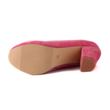 Plus Size 30 43 Women Career High Heels Shoes PU Leather Thick Heel Women Pumps Suede