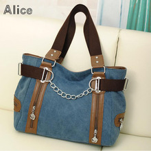 Double Zipper Chain Fashion Women Bags Canvas bag Shopping Handbag Casual Shoulder Bag